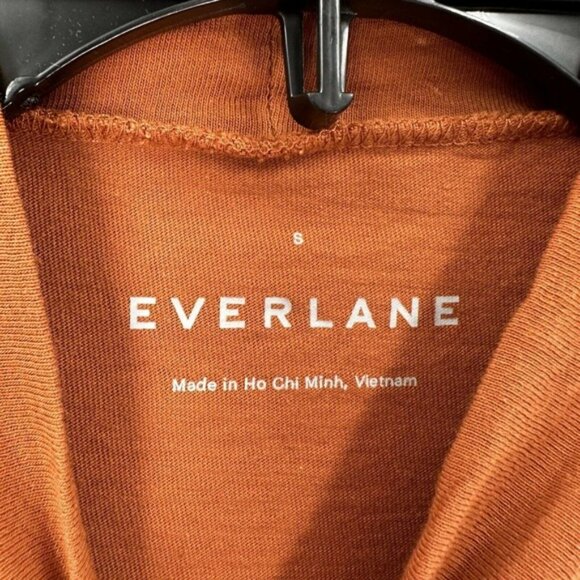 Everlane Turtleneck Top Womens SMALL Orange‎ Cropped 100% Cotton Shirt - Picture 11 of 14